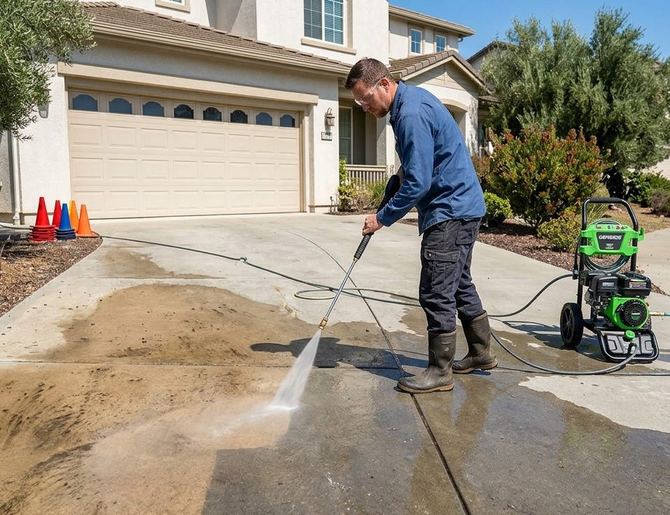 Clean driveway pressure washing