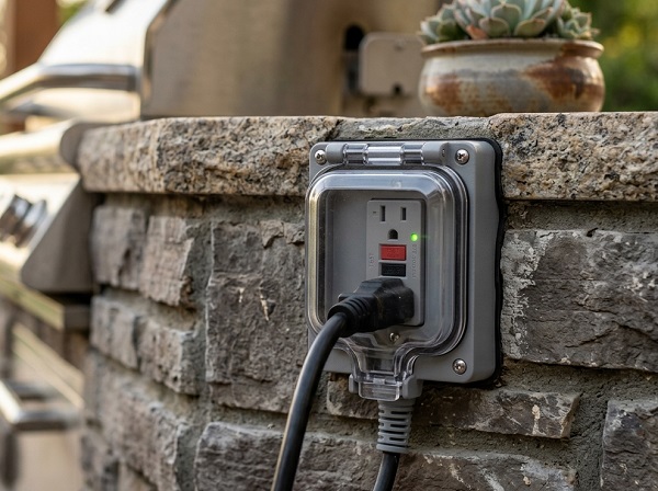 Outdoor electrical outlet on patio